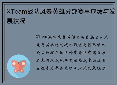 XTeam战队风暴英雄分部赛事成绩与发展状况